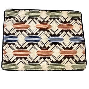 Cross stitch pillow covers backed with navy velvet and zippers